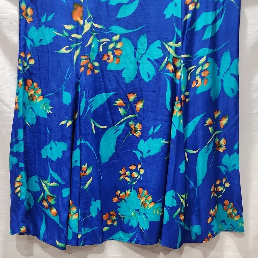 Coldwater Creek Vibrant Blue Floral Maxi Skirt